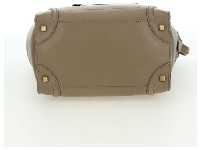 Céline Borsa CELINE Luggage Mini Shopper in pelle beige oro Auth am11586V D'oro - vista 9