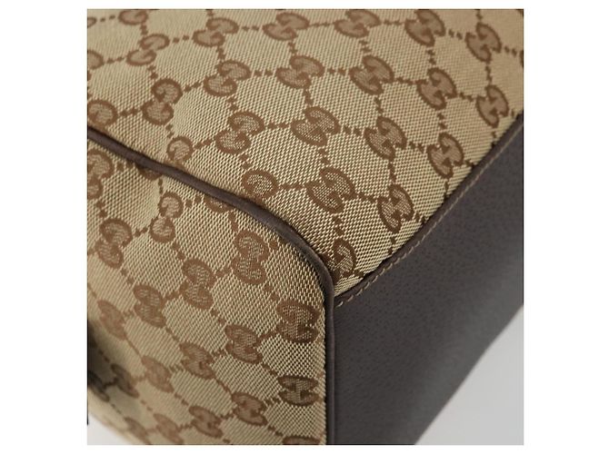 Borsa GUCCI GG Canvas Abbey Beige Oro 153026 Auth 179083 D'oro - vista 13