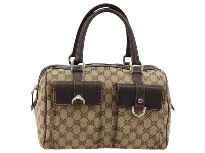 Borsa GUCCI GG Canvas Abbey Beige Oro 153026 Auth 179083 D'oro - vista 2