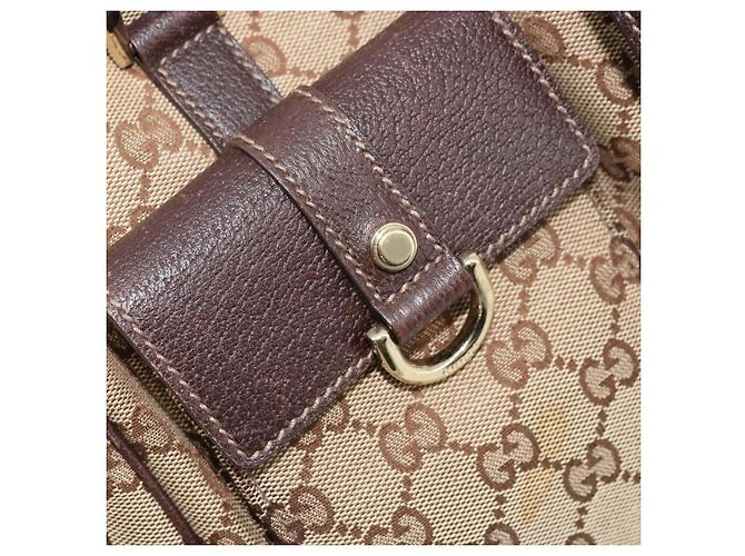 Borsa GUCCI GG Canvas Abbey Beige Oro 153026 Auth 179083 D'oro - vista 23