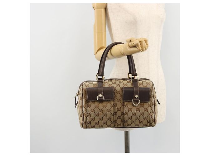 Borsa GUCCI GG Canvas Abbey Beige Oro 153026 Auth 179083 D'oro - vista 26