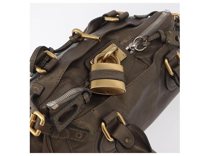 Chloé Borsa Chloe Paddington in Pelle Oro Argento Auth BA12531A D'oro - vista 6