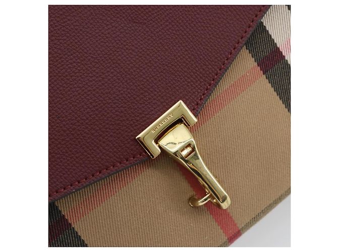 Borsa a Spalla BURBERRY Nova Check in Tela Beige e Oro Auth 179304 D'oro - vista 15