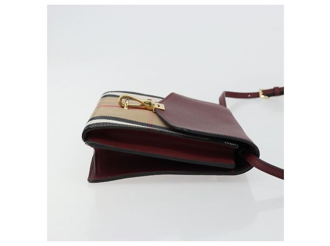 Borsa a Spalla BURBERRY Nova Check in Tela Beige e Oro Auth 179304 D'oro - vista 4
