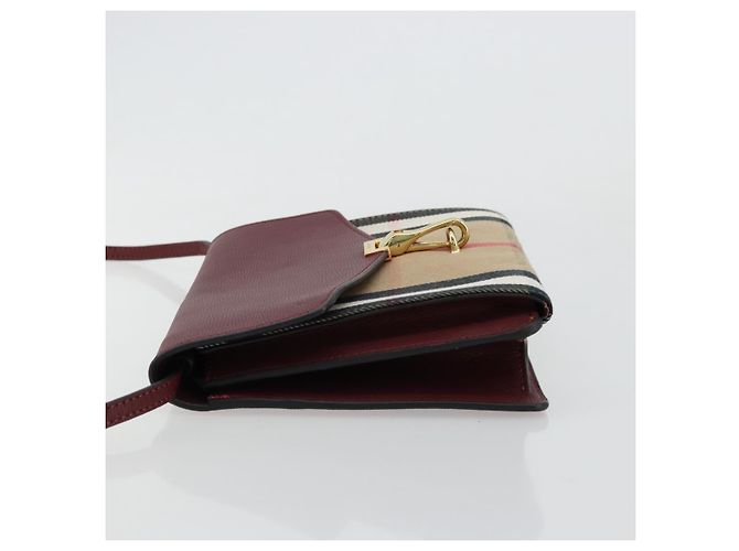 Borsa a Spalla BURBERRY Nova Check in Tela Beige e Oro Auth 179304 D'oro - vista 5