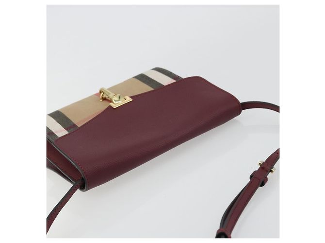 Borsa a Spalla BURBERRY Nova Check in Tela Beige e Oro Auth 179304 D'oro - vista 6