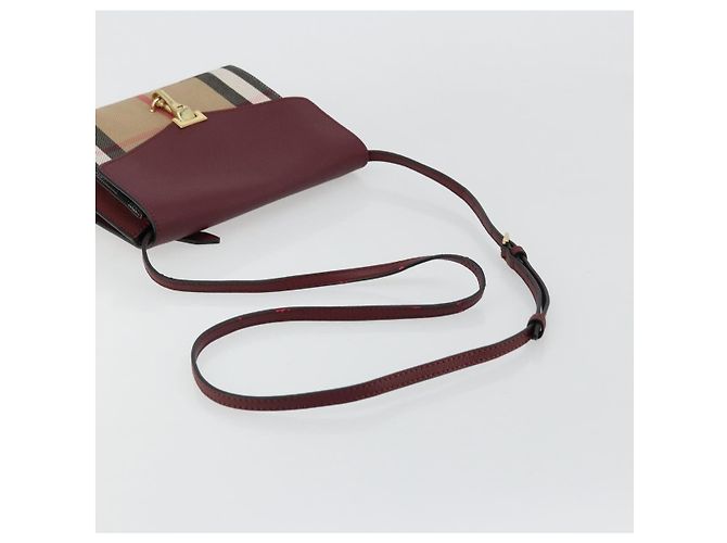 Borsa a Spalla BURBERRY Nova Check in Tela Beige e Oro Auth 179304 D'oro - vista 7