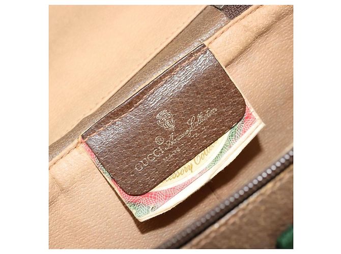 GUCCI GG Supreme Web Sherry Line Borsa in PVC Beige Oro 904 02 070 Auth hk3710 D'oro - vista 17