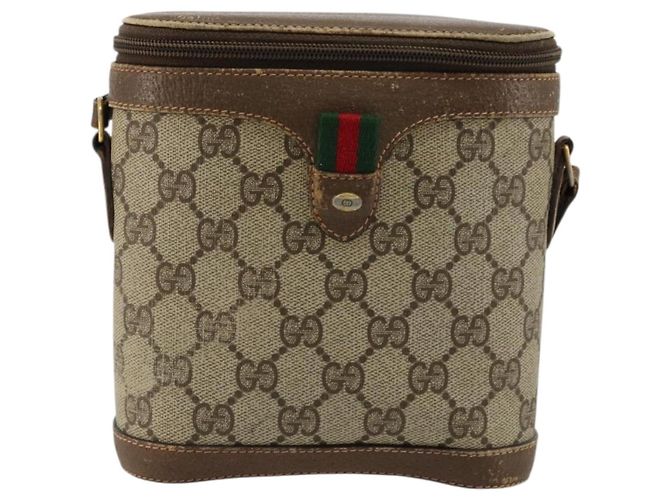 GUCCI GG Supreme Web Sherry Line Borsa in PVC Beige Oro 904 02 070 Auth hk3710 D'oro - vista 2
