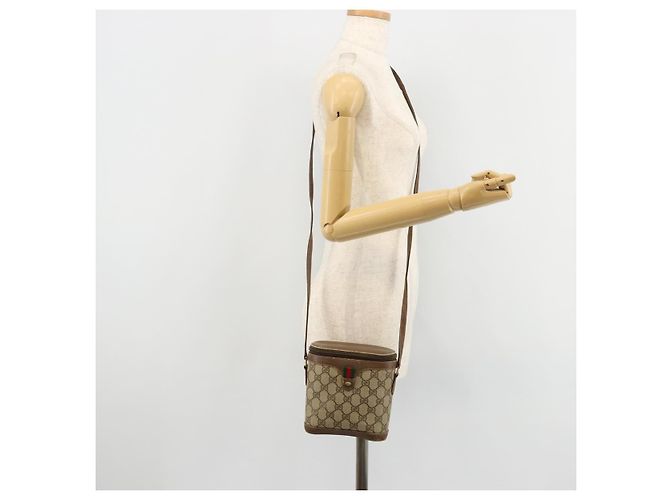 GUCCI GG Supreme Web Sherry Line Borsa in PVC Beige Oro 904 02 070 Auth hk3710 D'oro - vista 22