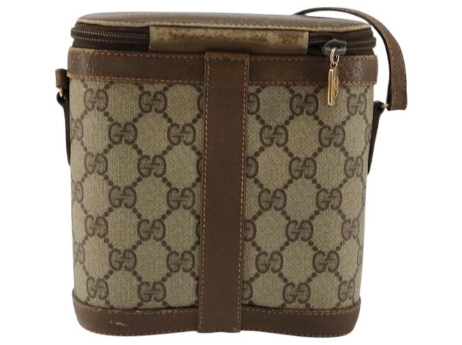 GUCCI GG Supreme Web Sherry Line Borsa in PVC Beige Oro 904 02 070 Auth hk3710 D'oro - vista 3