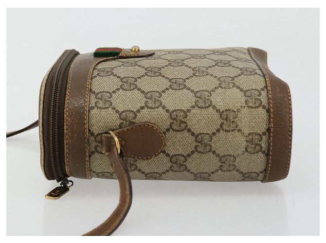 GUCCI GG Supreme Web Sherry Line Borsa in PVC Beige Oro 904 02 070 Auth hk3710 D'oro - vista 5