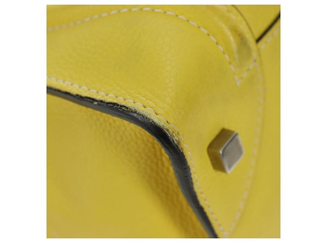 Céline Borsa CELINE Luggage Mini Shopper in pelle Giallo Auth ep14591V - vista 12