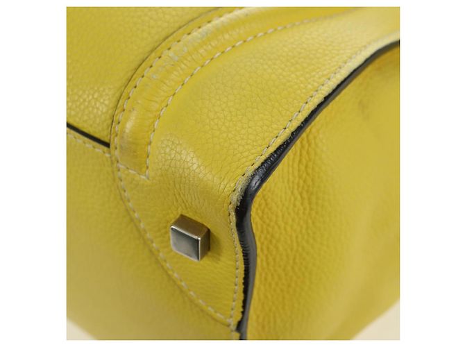 Céline Borsa CELINE Luggage Mini Shopper in pelle Giallo Auth ep14591V - vista 15