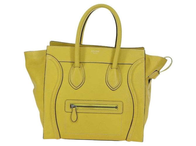 Céline Borsa CELINE Luggage Mini Shopper in pelle Giallo Auth ep14591V - vista 2