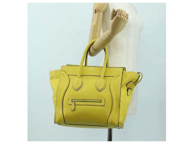 Céline Borsa CELINE Luggage Mini Shopper in pelle Giallo Auth ep14591V - vista 27