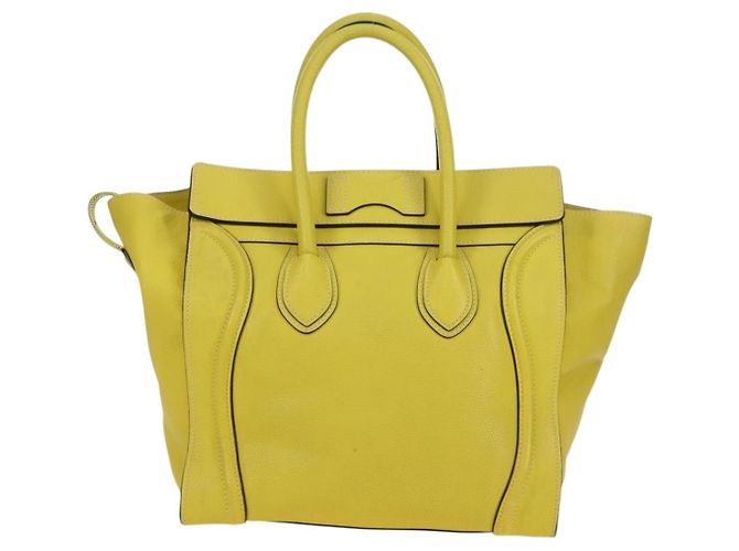 Céline Borsa CELINE Luggage Mini Shopper in pelle Giallo Auth ep14591V - vista 3