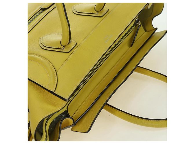 Céline Borsa CELINE Luggage Mini Shopper in pelle Giallo Auth ep14591V - vista 7