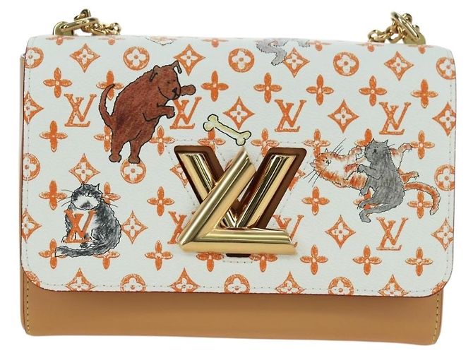 LOUIS VUITTON Catgram Twist MM Borsa a Spalla Bianca M44460 LV Auth 176866SM Bianco Monogramma - vista 2