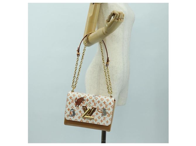 LOUIS VUITTON Catgram Twist MM Borsa a Spalla Bianca M44460 LV Auth 176866SM Bianco Monogramma - vista 29