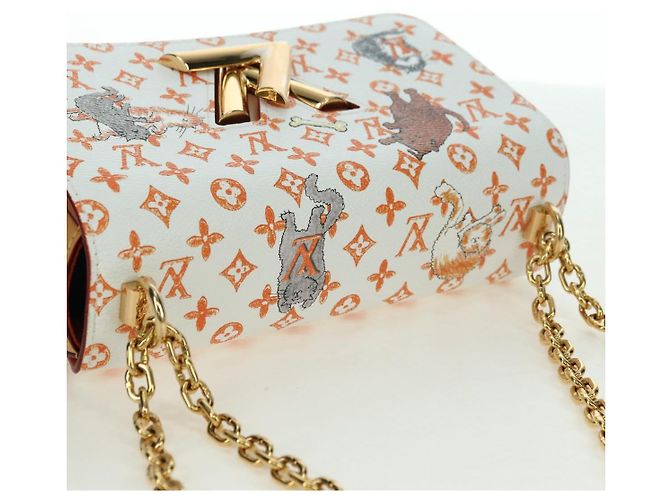 LOUIS VUITTON Catgram Twist MM Borsa a Spalla Bianca M44460 LV Auth 176866SM Bianco Monogramma - vista 6