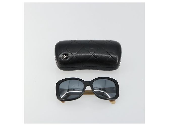 Gafas de sol CHANEL COCO Mark de plástico Beige Black CC Auth 179322 Negro - vista 12