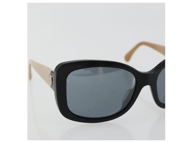 Gafas de sol CHANEL COCO Mark de plástico Beige Black CC Auth 179322 Negro - vista 6