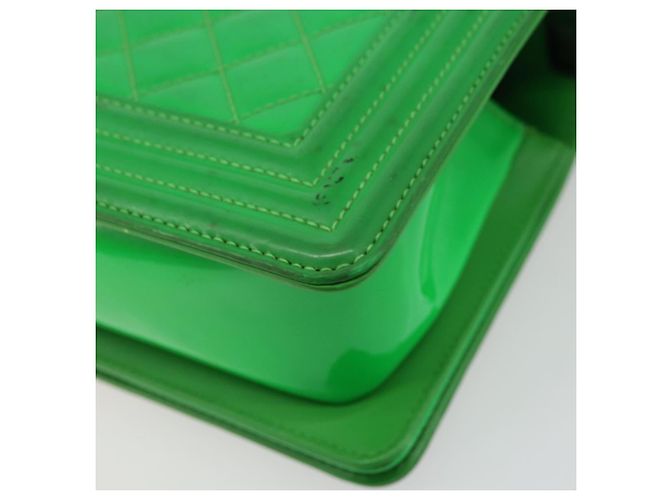CHANEL Matelasse Chain Shoulder Bag Pelle vernice Verde CC Auth 179242 - vista 12