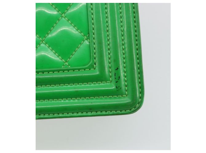 CHANEL Matelasse Chain Shoulder Bag Pelle vernice Verde CC Auth 179242 - vista 14
