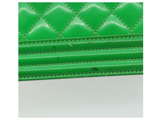 CHANEL Matelasse Chain Shoulder Bag Pelle vernice Verde CC Auth 179242 - vista 15
