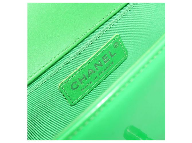 CHANEL Matelasse Chain Shoulder Bag Pelle vernice Verde CC Auth 179242 - vista 18