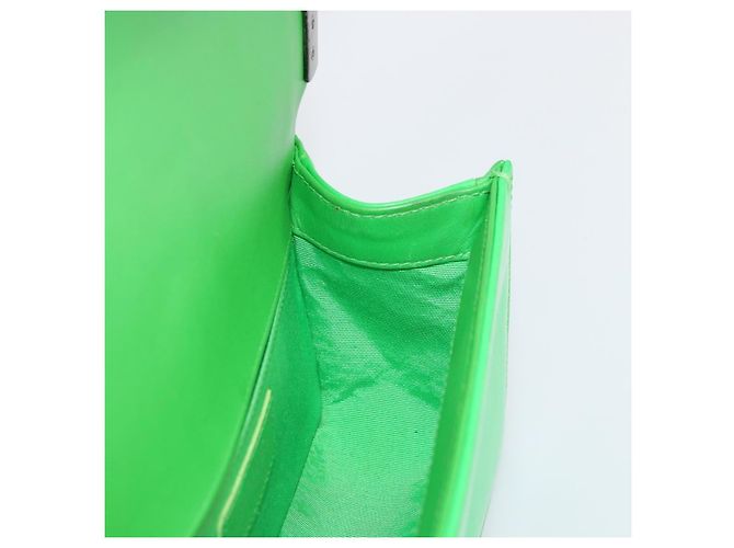 CHANEL Matelasse Chain Shoulder Bag Pelle vernice Verde CC Auth 179242 - vista 20