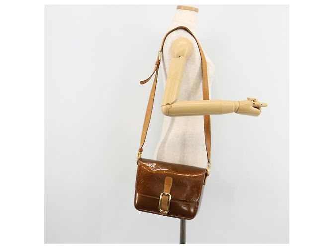 LOUIS VUITTON Borsa a Spalla Monogram Vernis Christie GM Bronze M91107 Auth ka4295 Bronzo - vista 25