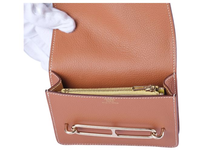 Portafoglio Hermès Roulis Gold Evercolor Leather Cammello - vista 7