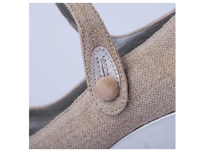 Autre Marque Espadrilles con zeppa in lino e argento Hogan Beige - vista 5