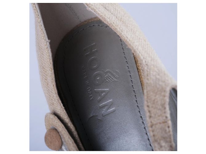 Autre Marque Espadrilles con zeppa in lino e argento Hogan Beige - vista 6