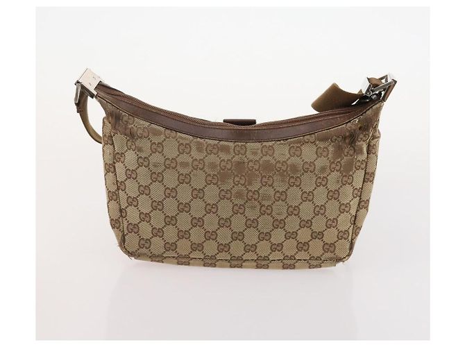 Borsa Tote GUCCI GG Supreme GG Canvas Web Sherry Line PVC 2 Set Beige Auth bs35109 - vista 12