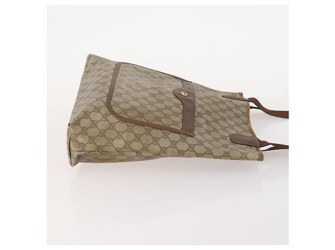 Borsa Tote GUCCI GG Supreme GG Canvas Web Sherry Line PVC 2 Set Beige Auth bs35109 - vista 4