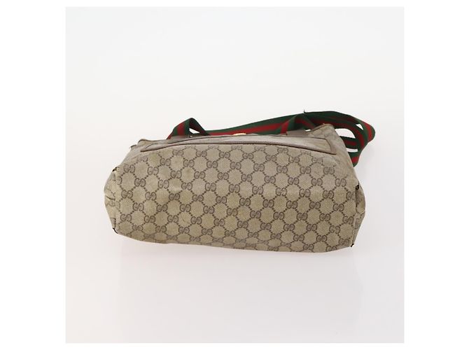 Borsa Tote GUCCI GG Supreme GG Canvas Web Sherry Line PVC 2 Set Beige Auth bs35109 - vista 8