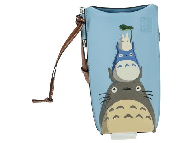LOEWE �~ Ghibli My Neighbor Totoro Gate Pocket Leather Light Blue Auth 167291SM - Ansicht 2