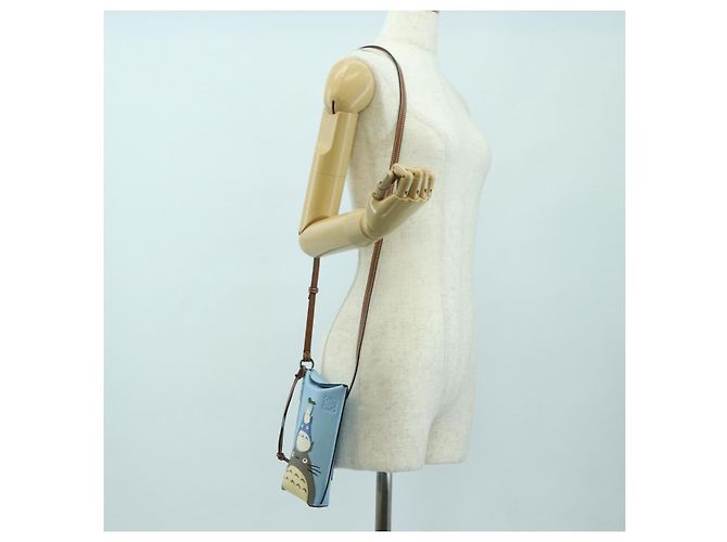 LOEWE �~ Ghibli My Neighbor Totoro Gate Pocket Leather Light Blue Auth 167291SM - Ansicht 26