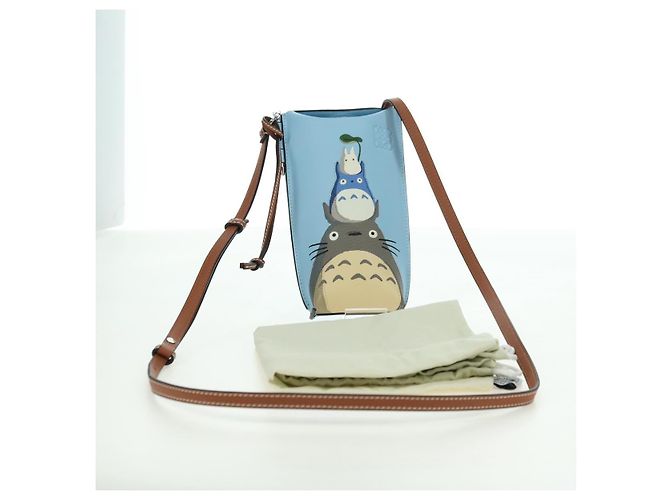 LOEWE �~ Ghibli My Neighbor Totoro Gate Pocket Leather Light Blue Auth 167291SM - Ansicht 27