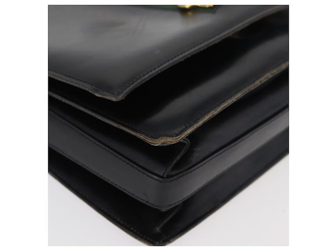 Borsa a tracolla GUCCI Horsebit Web Sherry Line Pelle Nera Oro Auth 179764 Nero D'oro - vista 11