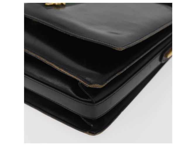 Borsa a tracolla GUCCI Horsebit Web Sherry Line Pelle Nera Oro Auth 179764 Nero D'oro - vista 12