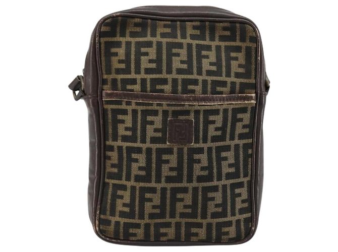FENDI Zucca Canvas Schultertasche Braun Schwarz Authentisch ep14508 - Ansicht 2
