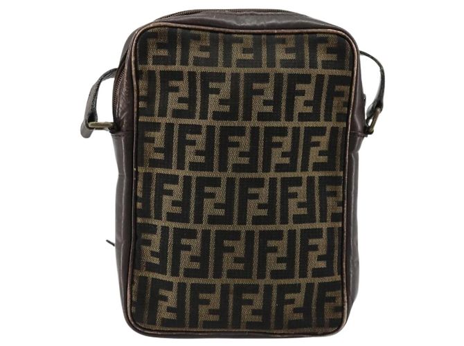 FENDI Zucca Canvas Schultertasche Braun Schwarz Authentisch ep14508 - Ansicht 3