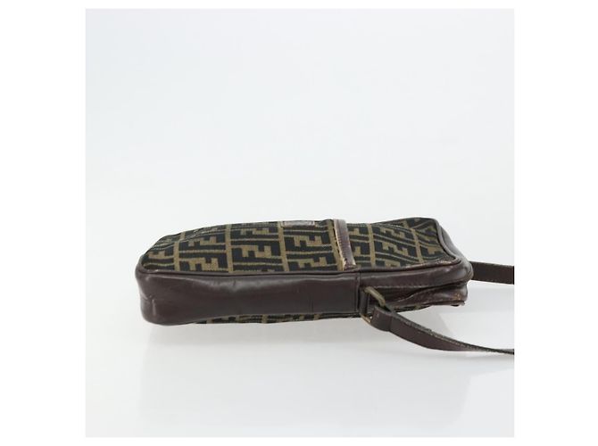 FENDI Zucca Canvas Schultertasche Braun Schwarz Authentisch ep14508 - Ansicht 4