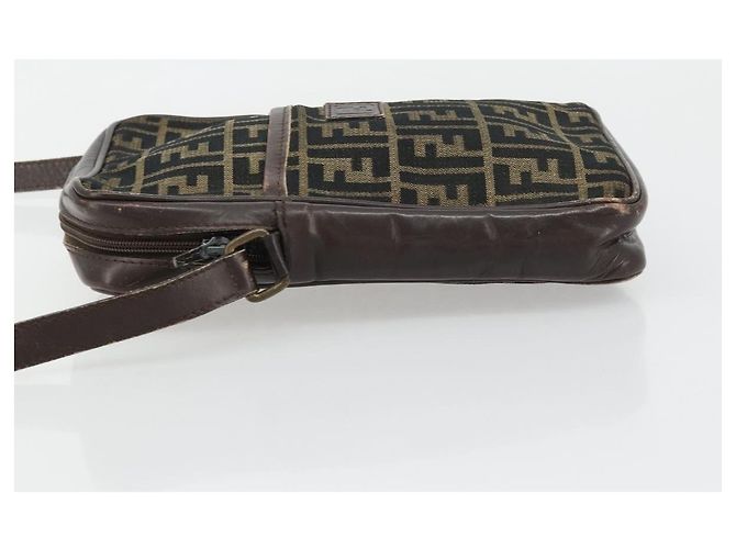 FENDI Zucca Canvas Schultertasche Braun Schwarz Authentisch ep14508 - Ansicht 5