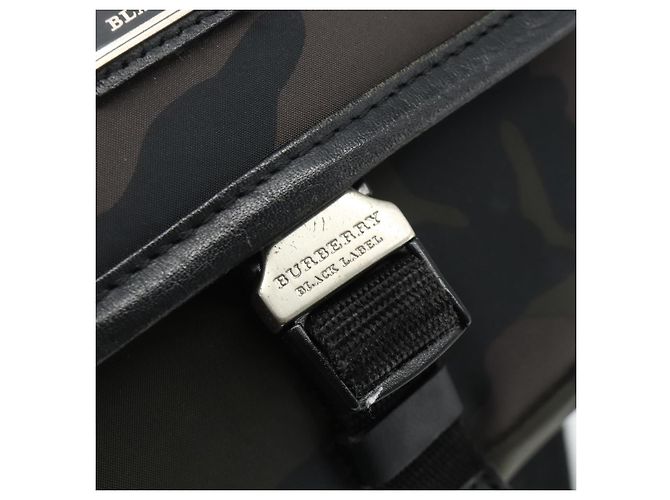Borsa a Spalla BURBERRY Black label Nylon Nero Argento Auth 179352A Blu - vista 14