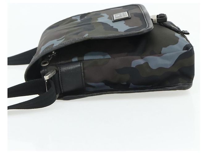 Borsa a Spalla BURBERRY Black label Nylon Nero Argento Auth 179352A Blu - vista 4